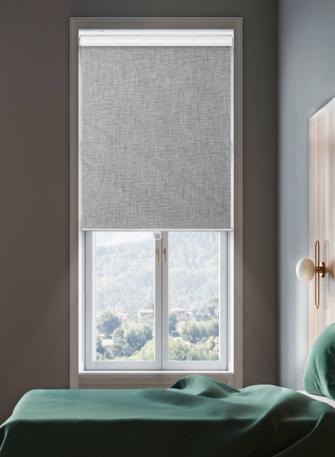 GENIMO 100% Blackout Roller Window Shades, Window Blinds Cordless with Thermal Insulated, UV Protection Fabric, Mini French Door Blinds for Home, Office, Bedroom, Easy to Install, Grey, 41" W X 72" H - Image 2